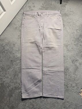 Levi's Mens Straight Fit Gray Light Wash Denim Jeans Mid Rise 5-Pocket Logo